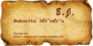 Bukovits Jónás névjegykártya